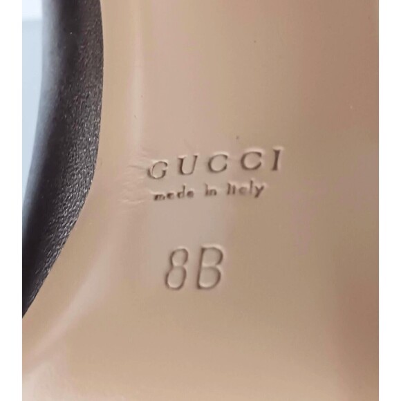 GUCCI Silver Blush Metallic Leather Platform Heels Sz 8 Made in Italy Wood Heel - Picture 11 of 16